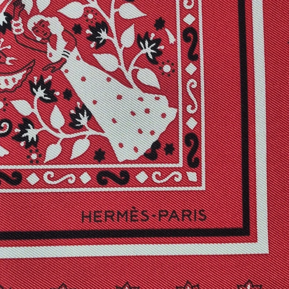 Hermes Peuple du Vent Bandana 55 cm Silk Scarf Rouge Blanc Noir Box France NWT